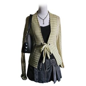 Y2K Style Mac & Jac Light Green cardigan with tie front Fairycore